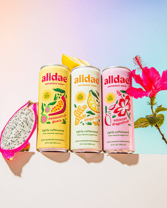 Alldae Superfruit Soda | Healthy Soda | Lightly Caffeinated Soda