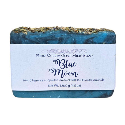 Handmade Natural Goat Milk Soap | Charcoal Exfoliating Scrub | Blue Moon PM Cleanse