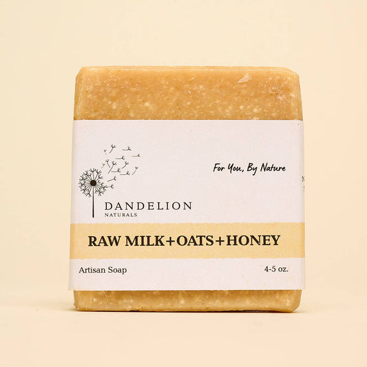 Dandelion Naturals - Raw Milk, Oats, & Honey Bar Soap | Soap for Sensitive Skin