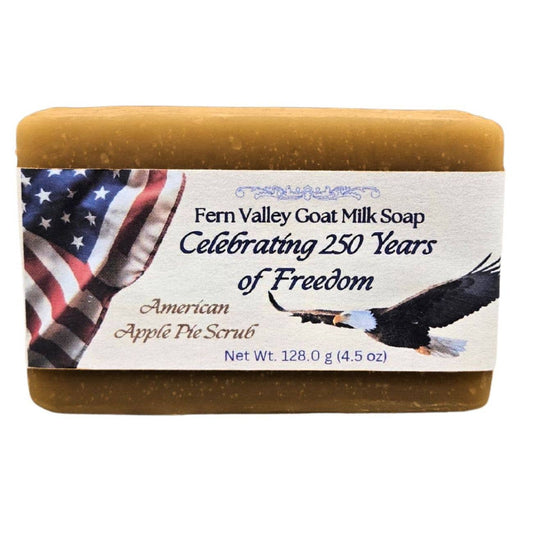 Handmade Natural Goat Milk Soap | Celebrate USA 250 | American Apple Pie Scrub Bar