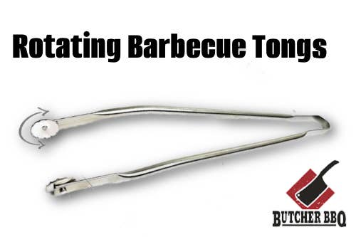 Rotating Barbecue Tongs-Stainless Steel-Easy Flip Motion