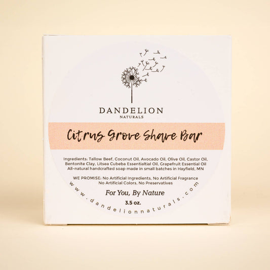Dandelion Naturals - Shave Bar | Shave Puck | Tallow Shave Soap | Citrus Grove