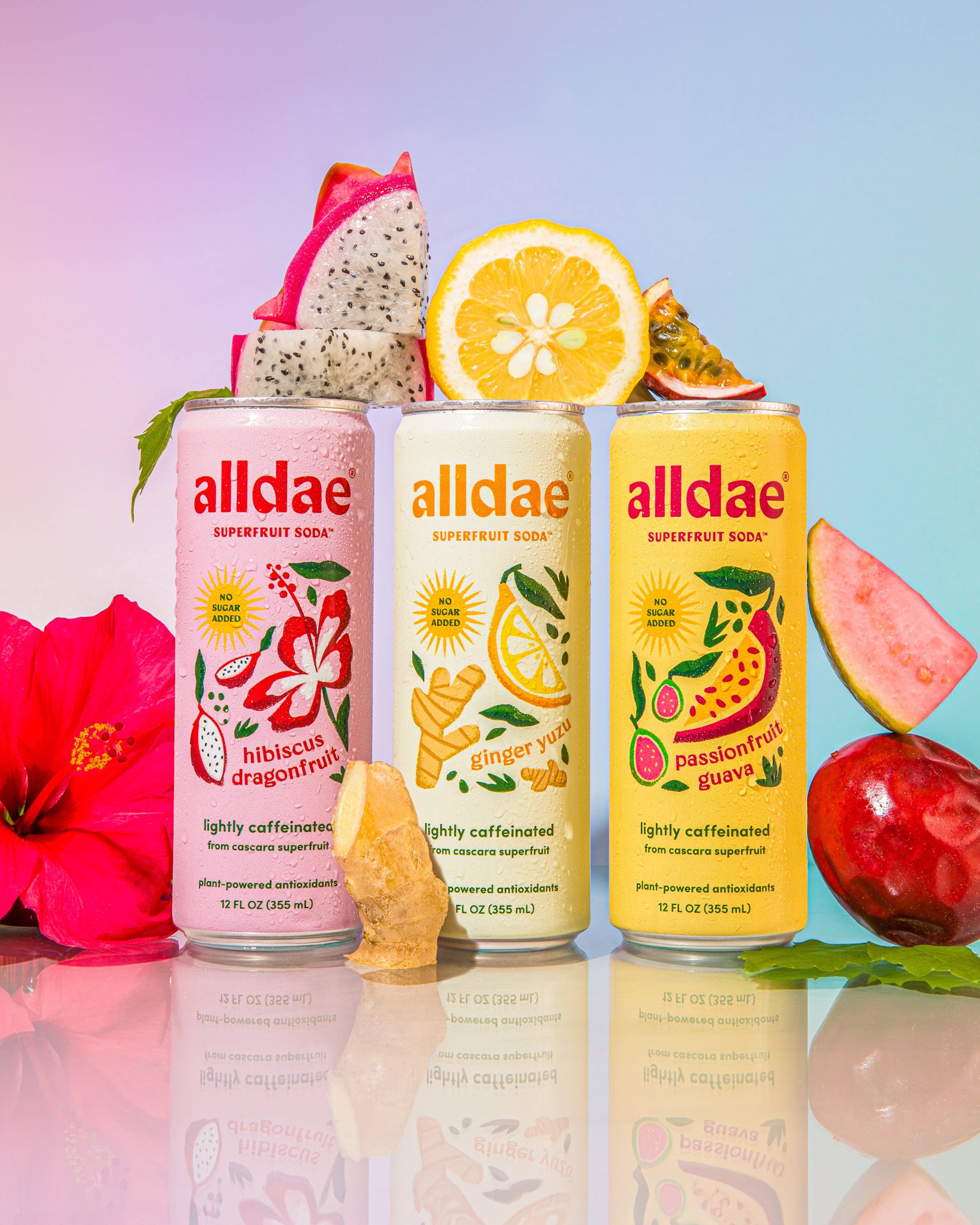 Alldae Superfruit Soda | Healthy Soda | Lightly Caffeinated Soda