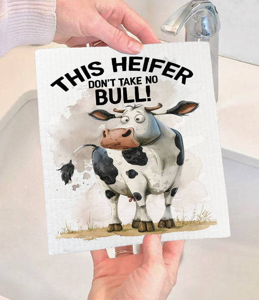 Swedish Dish Cloth - This Heifer Takes No Bull Cow