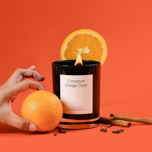 Beeswax Fontana Candles - Cinnamon Orange Clove - Beeswax & Essential Oil - Noir Black Glass Candle