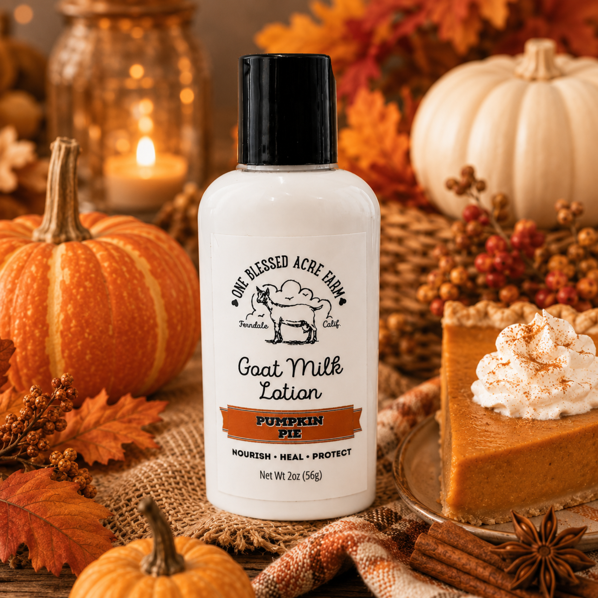 One Blessed Acre Farm - Pumpkin Pie Goat Milk Hand and Body Lotion, 2 & 8 oz.