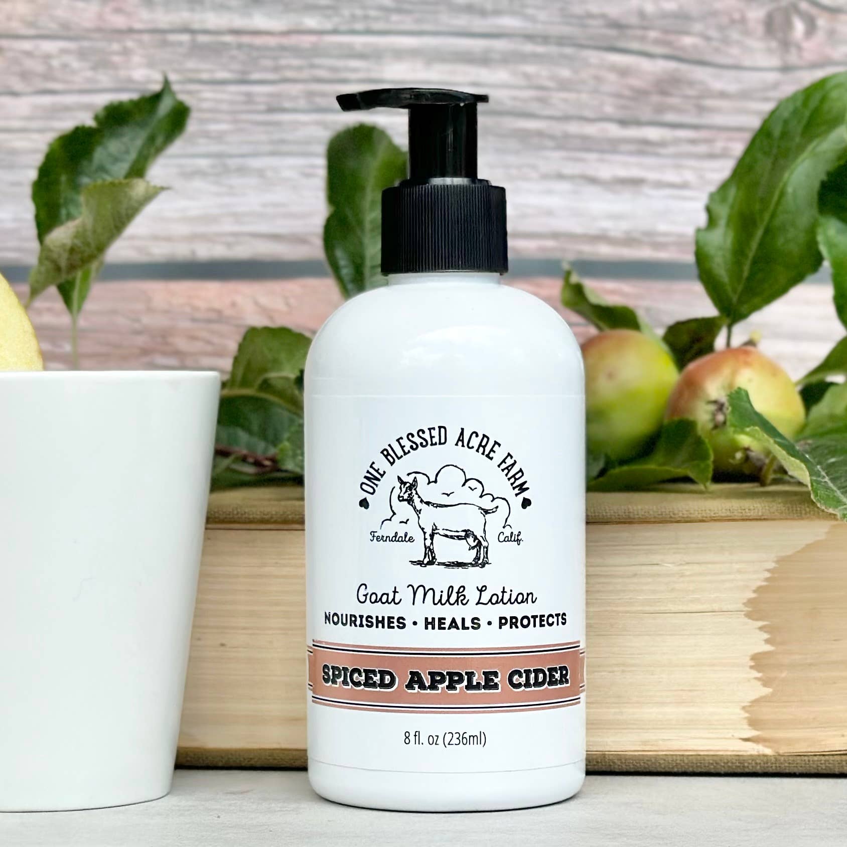 One Blessed Acre Farm - Spiced Apple Cider Goat Milk Hand and Body Lotion, 2 & 8 oz.