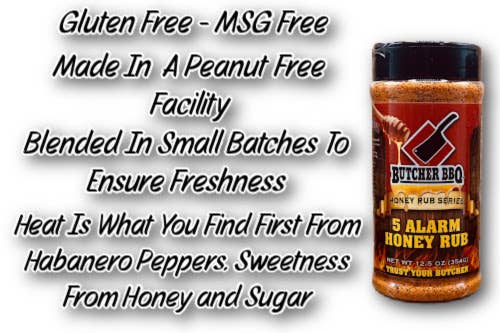 Honey Rub 5 Alarm- Sweet Honey Flavor with a Kick of heat