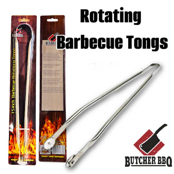 Rotating Barbecue Tongs-Stainless Steel-Easy Flip Motion
