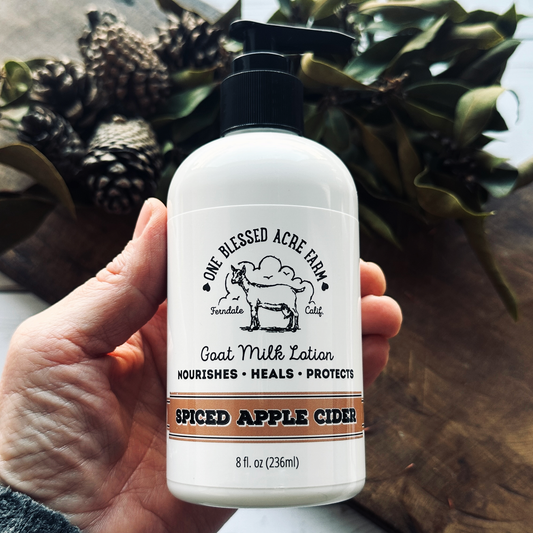 One Blessed Acre Farm - Spiced Apple Cider Goat Milk Hand and Body Lotion, 2 & 8 oz.
