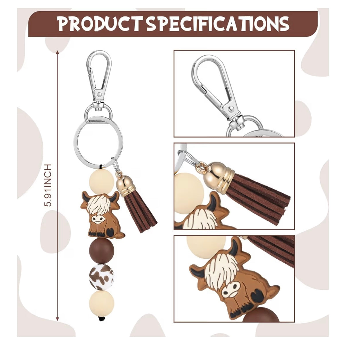 Highland Cow Keychain with Tassel