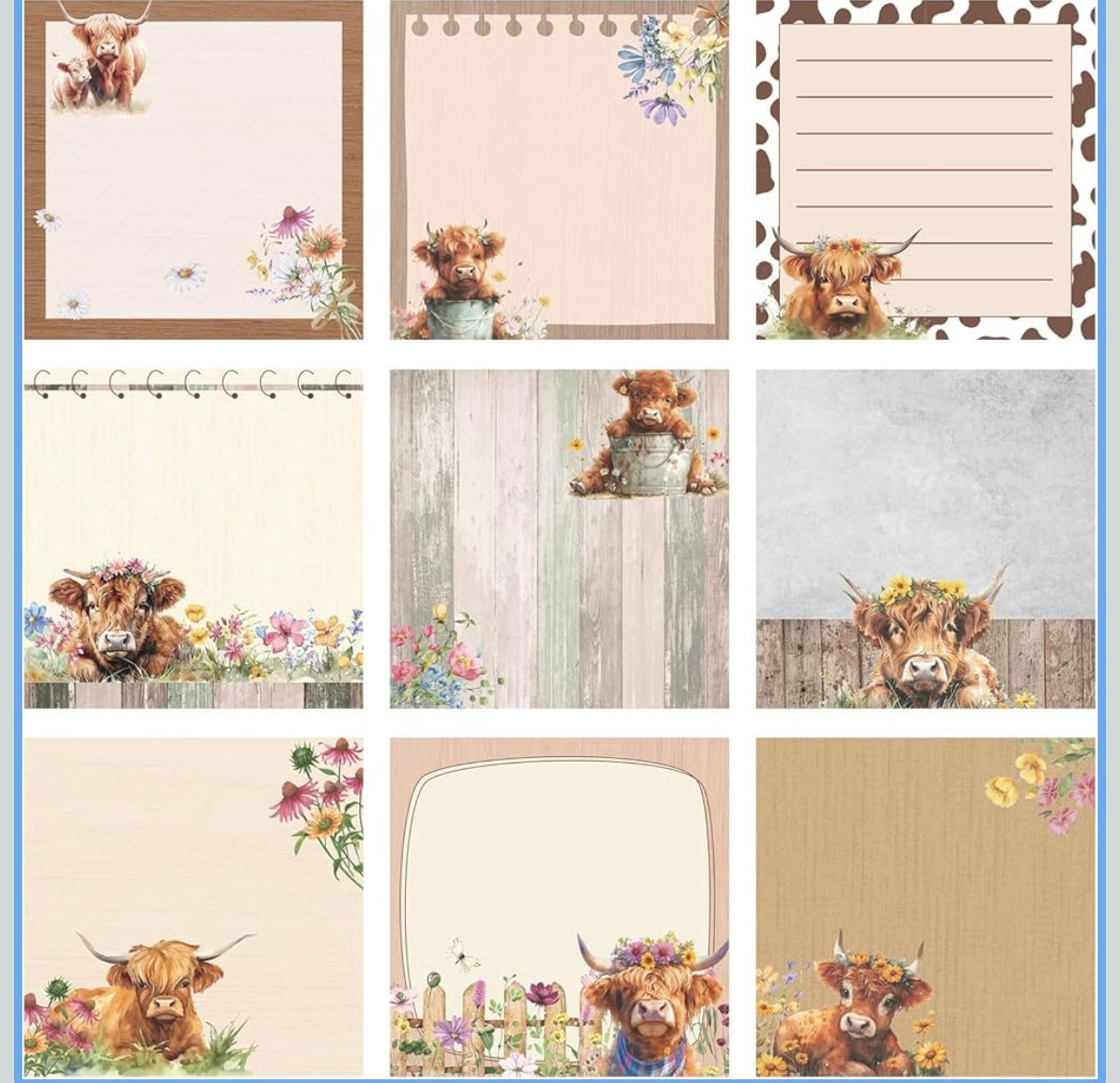 Highland Cow Sticky Notes 3x3 Inch Cute Self Stick Notepads Notes Adhe ...