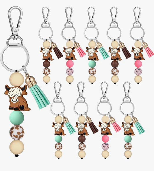 Highland Cow Keychain with Tassel
