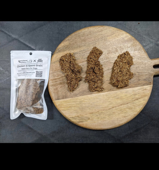 Untethered Feathers - Dehydrated Chicken & Spent Grain Snack Bars Dog Treats 2.5oz