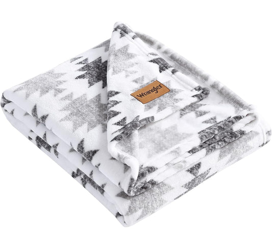 Wrangler - Throw Blanket Fleece Canyon Ikat Grey 50" x 60"