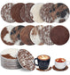Cowhide Coasters Round Natural Leather Cowhide Drink Coasters for Tea Cup Living Room Office Desk Decoration