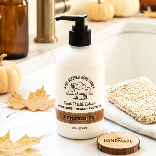 One Blessed Acre Farm - Pumpkin Pie Goat Milk Hand and Body Lotion, 2 & 8 oz.