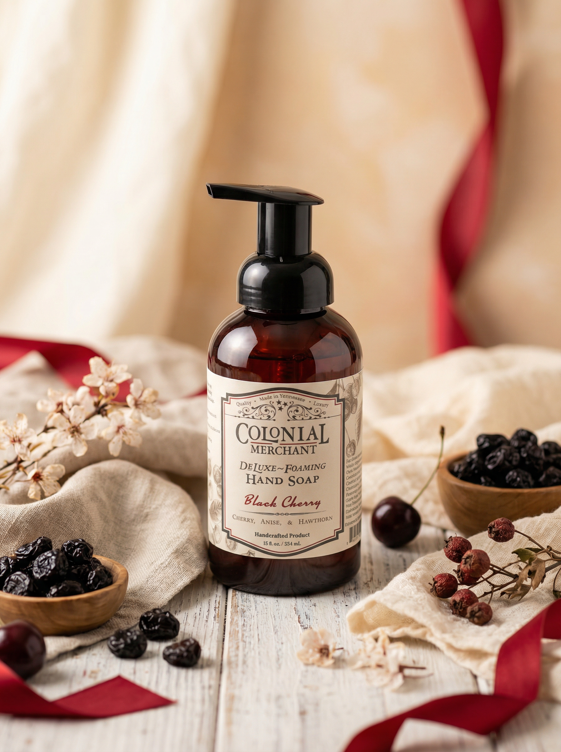 Tallow Foaming Hand Soap – Black Cherry - Handmade 12 oz USA