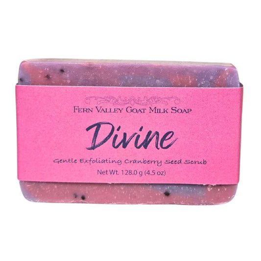 Handmade Natural Goat Milk Soap | Exfoliating Cranberry-Seed Scrub | Divine - Musky Floral Scent