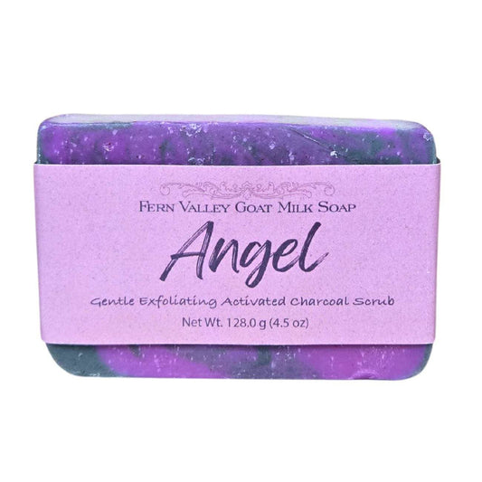 Handmade Natural Goat Milk Soap | Charcoal Exfoliating Scrub | Angel - Flirty Floral Scent
