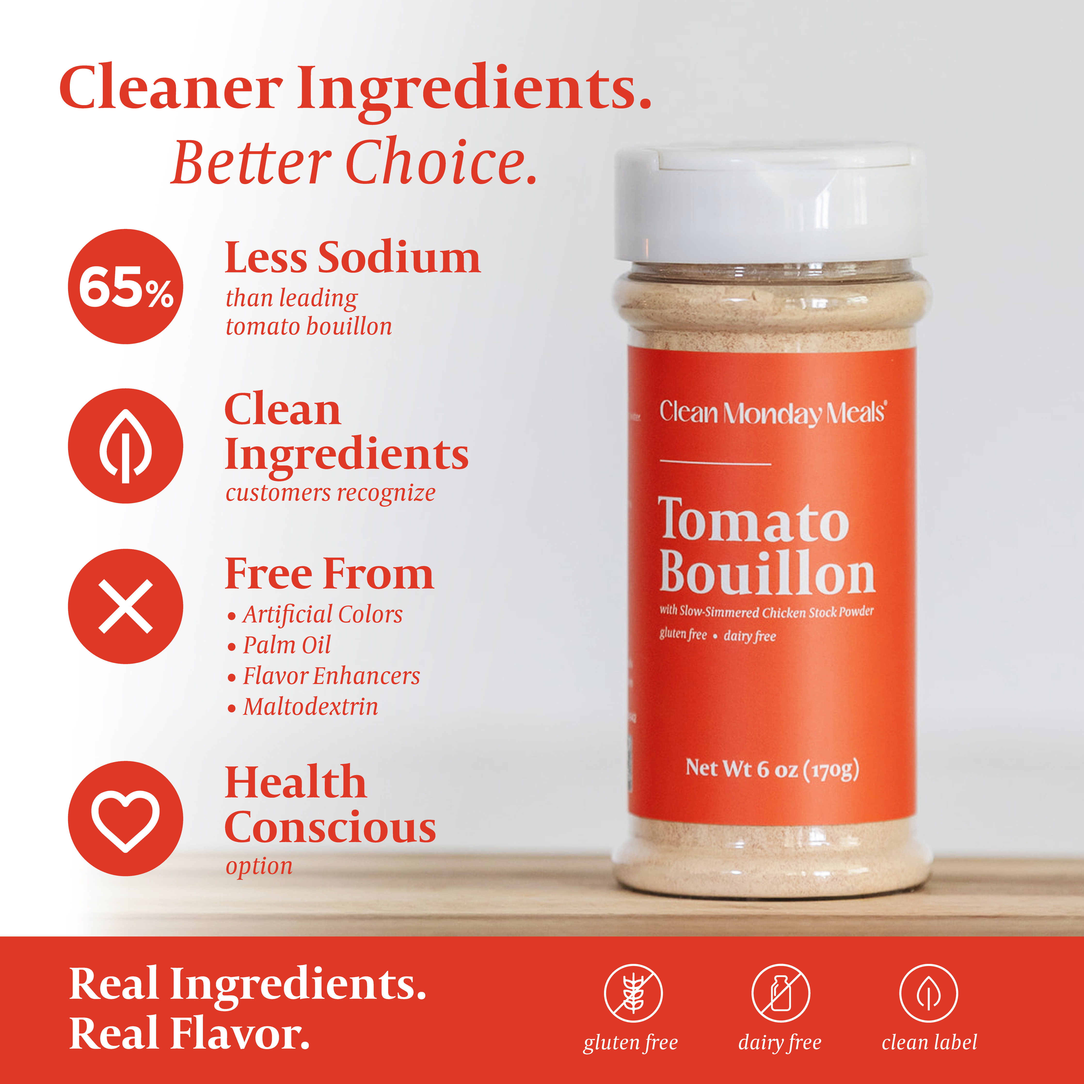 Clean Monday Meals - Tomato Bouillon with Slow Simmered Chicken Stock Powder