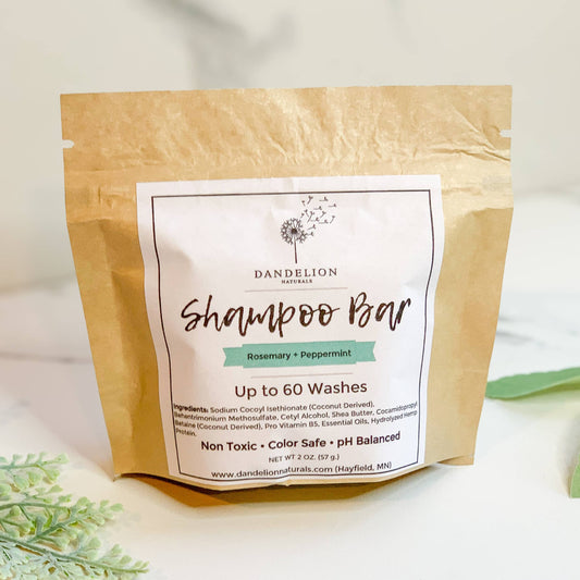 Dandelion Naturals - Shampoo Bar | Rosemary + Mint | Packaged | Solid Shampoo